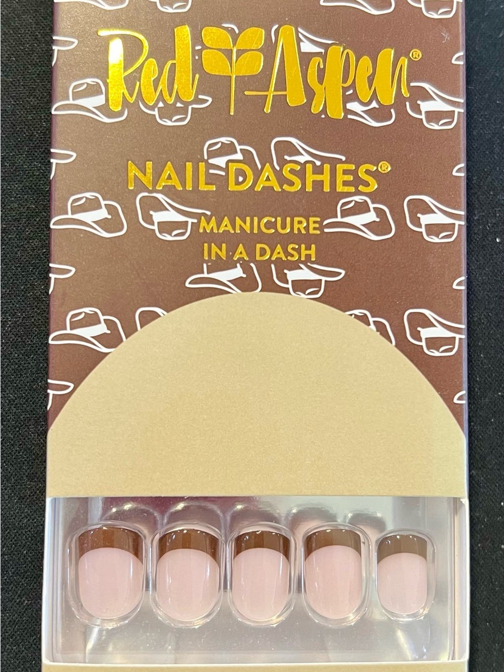 Red Aspen Chamberlain’s Felt Hat Nail Dashes Brown French Tip Nails New